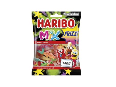 Haribo Frizzi Mix, Caramelle Gommose Frizzanti, Gusto Frutta 30pz