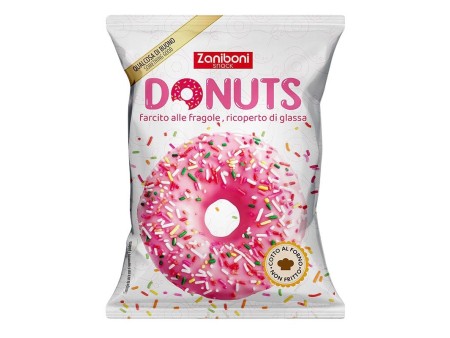 Zaniboni Ciambella ricoperta di glassa alla fragola farcita con marmellata di fragole, 60g (18 pz/crt)