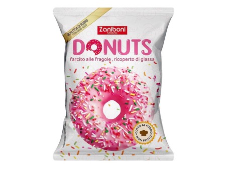 Zaniboni Ciambella ricoperta di glassa alla fragola farcita con marmellata di fragole, 60g (18 pz/crt)