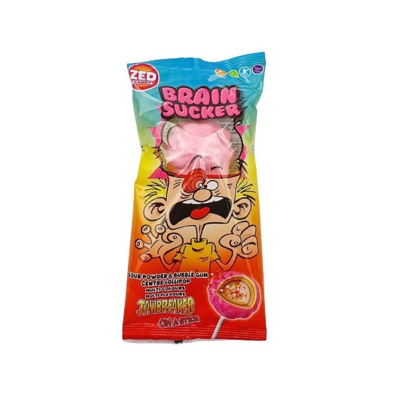 Zed Jawbreaker Lecca Lecca Gigante alla Frutta su stecco a Forma di Cervello 50 g x 15 pezzi