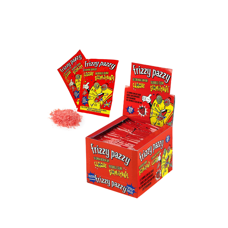 Frizzy Pazzy Bubble Gum Fragola con granella scoppiettante di gomma alla fragola 50pz