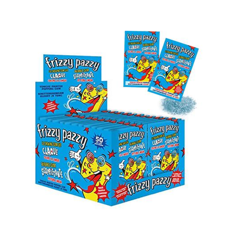 Frizzy Pazzy Bubble Gum alla Frutta Pittura Lingua con granella scoppiettante di gomma alla frutta  50pz