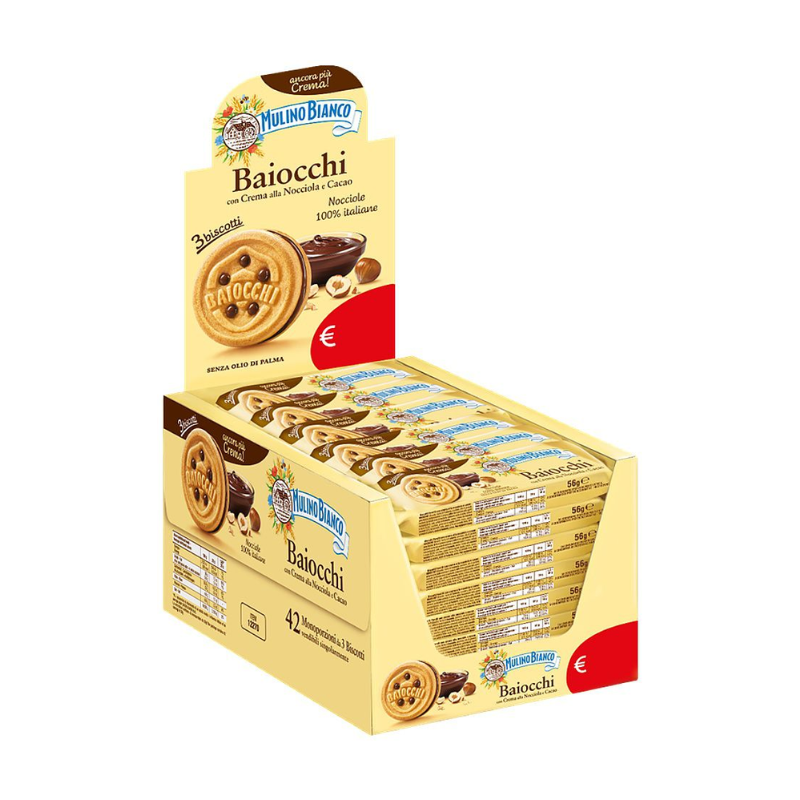 Biscotti baiocchi nocciola 42pz 28gr