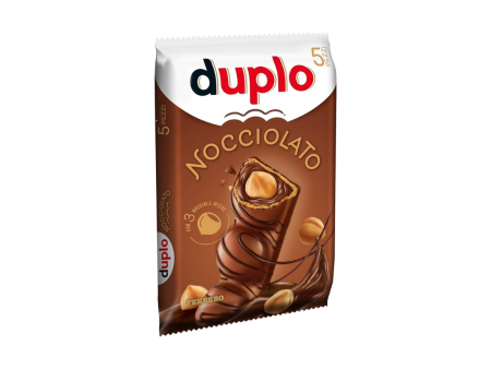 Ferrero Duplo Nocciolato Snack Wafer con Morbido Ripieno Cremoso al Cacao e Nocciola Intera con 5pz