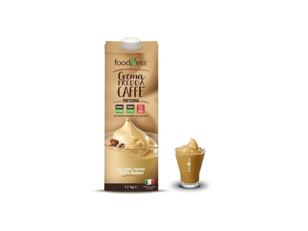 Foodness Crema fredda al Caffè Senza Glutine e Senza Lattosio Già Pronta da versare 1 BRIK da 1,1 kg