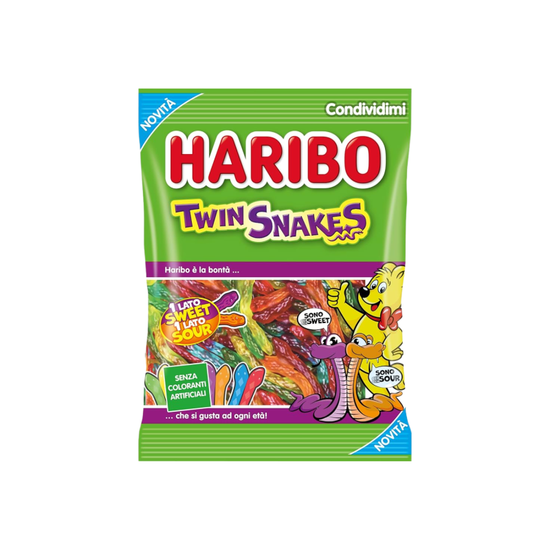 Haribo Twins Snakes Caramelle Gommose al gusto Frutta 80gr 30pz